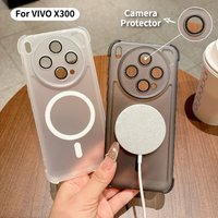 Clear Matte Lens Protect Magnetic Case for VIVO X300 Ultra X200 Pro S IQOO 15 13 Mini Airbag Shockproof for Magsafe Charge Funda