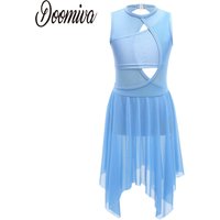 Girls Dance Clothes Girl Ballet Dress Gymnastics Sleeveless Leotards Patchwork Backless Mesh Dresses Lyrical Dancewear