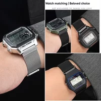 For Casio Small Square AE1200 AE-1200 AE1300 A158 A168 F91W W218 F108 AQ-S810W Convex Magnetic Steel Bracelet Watch Strap 18mm