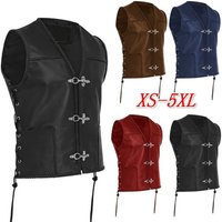 Veste Vintage en fausse fourrure pour hommes, col en V, simple boutonnage, tressé sur le côté, sans manches, grande taille