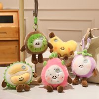 1Pc 15cm Lovely Fruit Banana Kiwi Pitaya Plush Toys Durian Mangosteen Pendant for Bag Decoration Keychain Pendant Doll Creative