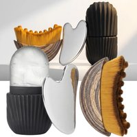 4/1Pcs Stainless Steel Gua Sha Board Ice Face Roller Lymphatic Drainage Face Brush Set Facial Massage Kit Beauty Skin Care Tools