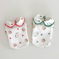 Pet Collar Hoodie Cat Clothes with Fleece Spring Autumn Winter Teddy Bear Doll Collar Bubble Sleeve Base Shirt Puppy Clothes