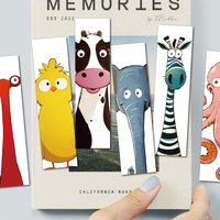 30PCS Funny Animal Bookmarks Cartoon Cat Book Reading Page Maker Cards Decoration Creative Gifts Student Stationery Supplies