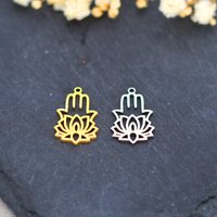 3pcs Hamsa Fatima Hand Lotus Charms for Jewelry Making Bracelets Earrings Amulets Stainless Steel Pendant DIY Handmade Materials