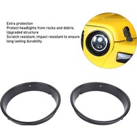 2PCS Car Headlight Bezel Cover Scratch Resistant Decorative Black Headlamp Trim Rings ABS for Jeep Wrangler TJ 1997 to 2006