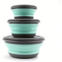 Collapsible Bowls 3pcs Food Grade Silicone Camping Bowl Salad Bowl with Lids Portable Expandable Lunch Box Food Storage