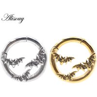 Alisouy 1PC Stainless Steel Bat Round Circle Ear Weights Expander Stretcher Plugs Buckle Gauges Earrings Body Piercing Jewelry