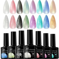 8ml Threaded Shell Gel White Pink Purple Pearl Shell 9D Flash Nail Polish Gel Semi-permanent Soakable UV/LED Gel Polish DIY nail