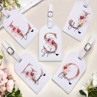 Custom Name Luggage Tag | Personalized PU, Fashion Print Monogram, Portable Label Travel Accessories, Party Favors