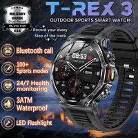 2026 New T-Rex 3 Military Grade Smart Watch Men 800mAh Battery 3ATM Waterproof GPS BT Call Sports Fitness Tracker Smartwatches