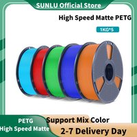 SUNLU 5KG Hochgeschwindigkeits-Matt-PETG-Filament 1,75mm 1kg Spule FDM-Drucker Schnelltrocknend Vielseitig 75 Mikron Schicht Hohe Qualität 2,2lbs