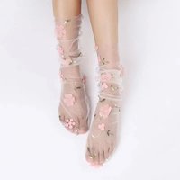Sexy Flower Lace Socks Women Girls Transparent Socks Breathable Ultra-Thin Mesh Tulle Socks Female Sweet Cool Socks
