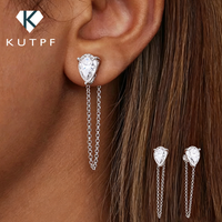 1-4carat Waterdrop Moissanite Chain Earrings for Women Pear Cut Solitaire Lab Diamond Stud/Drop Earring 925 Silver with GRA