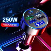 250 W PD USB-Autoladegerät Schnellladung Typ C USB-Telefonadapter im Auto für iPhone 13 Pro Xiaomi Huawei Samsung Auto-Schnellladegerät