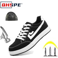 Labor protection shoes with steel toe caps, anti smashing and anti rubber soles, canvas breathable and durable protection