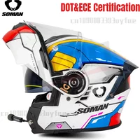 SOMAN SM965 Motorcycle Bluetooth Helmet Flip Up Full Face Casco With DOT&ECE Certification Casque Cycling Helmets