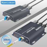 Navceker H.265 20KM HDMI-Compatible Fiber Extender 1080P KVM Over LC Fiber Optic Converter HDMI to Fiber Optic Video Transmitter