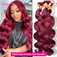 Burgundy 99J Body Wave Bundles Brazilian Red Color Human Hair Bundles 100% Unprocessed Virgin Human Hair 1/3/4 Colored Bundles