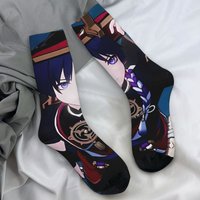 Scaramouche Genshin Impact Stockings Custom Novelty Socks Spring Anti Skid Socks Men Cycling Medium Soft Socks