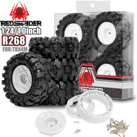 RED SPIDER 4pcs 1.0" Wheel Tires Set Plastic Beadlock Wheel Rims Rubber Tyres For 1/18 1/24 RC Crawler Car Axial SCX24