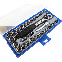 38-in-1 Drehmomentschlüssel-Steckschlüsselsatz 3/8 Zoll/Metrisch Ratschenschlüssel-Steckschlüssel-Werkzeugsatz Trox für Autoreparatur Handwerkzeug-Set