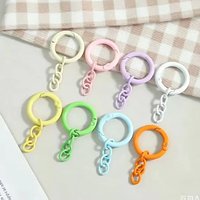 10-20pcs Colorful DIY Spring Buckle Keychain With Chain Screw Eye Pin Key Chain Key Ring Keyrings For Jewelry Making Wholesale