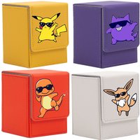 Pokemon Card Case Squirtle Bulbasaur Psyduck Eevee Charmander Gengar Diy Leather Action Toy Figure Anime Game Collection Box