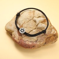 Skyrim Stainless Steel Star of David Round Charm Bracelet Men Women Red Black Rope Bracelets Hexagram Jewish Jewelry Wholesale