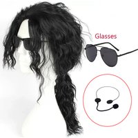 New Michael Jackson Cosplay Michael Cosplay Black Wig Prop Michael Role Play Medium Long Curly Black Hair Wig Halloween Cos Wigs