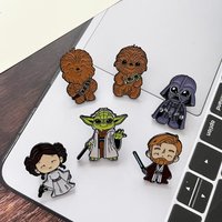 6pcs/set Star Wars Badge Brooches Collectible Sci-Fi Jewelry Darth Vader Leia Organa Solo Yoda Clothing Accessories for Fans