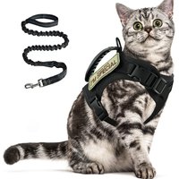 Tactical Cat Harness For Walking Escape Proof Adjustable Pet Vest Harness Soft Mesh With Control Handle For Large Cat Small Dog