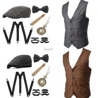 Herren-Gangster-Kostüm und Zubehör-Set, Steampunk-Weste, Peaky Blinders-Weste, Taschenuhr, 1920er-Jahre, Herren-Gatsby-Cosplay-Outfit