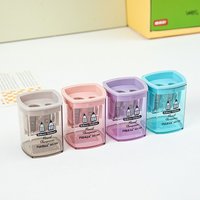 Double Hole Pencil Sharpener Random Color Triangles Hexagons Circles Squares Pencil Shavings School Office Supplies