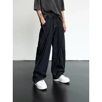 2025 Men HipHop Distressed Jeans Pants Men Ripped Patchwork Denim Pants Male Oversized Loose Casual Streetwear Wide Leg Trousers