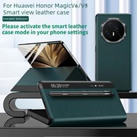 Foldable Screen Smart Flip Case for Honor Magic V6 V5 V3 V2 Leather Shell Anti-Drop Business Style MagicV3 V5 Protective Cover