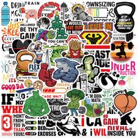 50pcs Creative Fitness Graffiti Sticker Funny Fashion Decal For Phone Laptop Luggage Skateboard iPad Gym Decoration Sticker