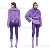 Zootopia 2 Gazelle Cosplay Costume Women Purple Faux Fur Stage Performance Outfit Anime Role Play Party Dress Adult & Kids Size