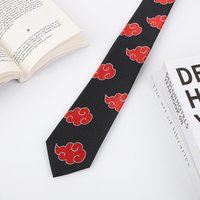 Naruto Akatsuki Red Cloud Tie Cosplay Ninja Neckcloth Halloween Accessories Carnival Gifts Tie 145cm Necktie Cosplay Prop