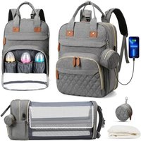 3 In 1 Diaper Bag Backpack Foldable Baby Bed Waterproof Travel Bag with USB Charge Diaper Bag Backpack with Changing Bed 3 types