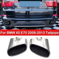 For BMW X5 E70 2008-2013 Round Exhaust Upgrade Stainless Steel Square Muffler Nozzle Tailpipe Exhaust System