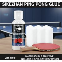 Professional Table Tennis Glue Kit 60ml + 3 Sponges - Ping Pong Paddle Adhesive for Racket Assembly, Rubber Replacement & Repair