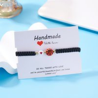 Ball Sports Braided Rope Bracelet Acrylic Heart Volleyball Tennis Basketball Football Baseball Bangle For Women Men Jewelry Gift