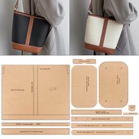 1set DIY kraft paper template,leather craft with hole sewn paper pattern mold for manual cutting sewing bucket bag/crossbody bag