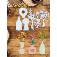 Original Lovely Flowers and Leaves Bunches with Vases Metal Cutting Dies Scrapbooking Decorative Embossing