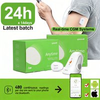 CGM Bluetooth Blood Glucose Monitor for Apple & Android, 24h Dynamic Finger-Free Monitoring, Individual Sensors / Complete Set