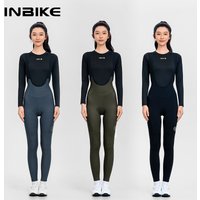 AliExpress INBIKE Winter Cycling Bib Pants for Women Thermal Fleece Lined High Waist Road Bike Pants Padded Biking Bibs Tights with Pockets