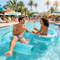 Inflatable Double S-Type Floating Bed With Armrest Cup Holder Adult Water Leisure Floaties Pool Party Relax Air Floating Mattres