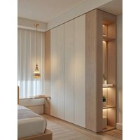 Custom Made Whole House Furniture Hidden Handles Bedroom Wardrobe Wood MDF Melamine Plywood Bedroom Wardrobe with Drawer System