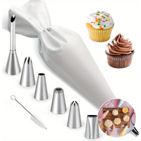 9pcs Cake Decorating Tool Kit, Including Pastry Bags And 304 Stainless Steel Pipping Tips, for DIY Cake Making Baking Tools Set